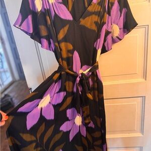 Velvet Black and Purple Floral Maxi Dress